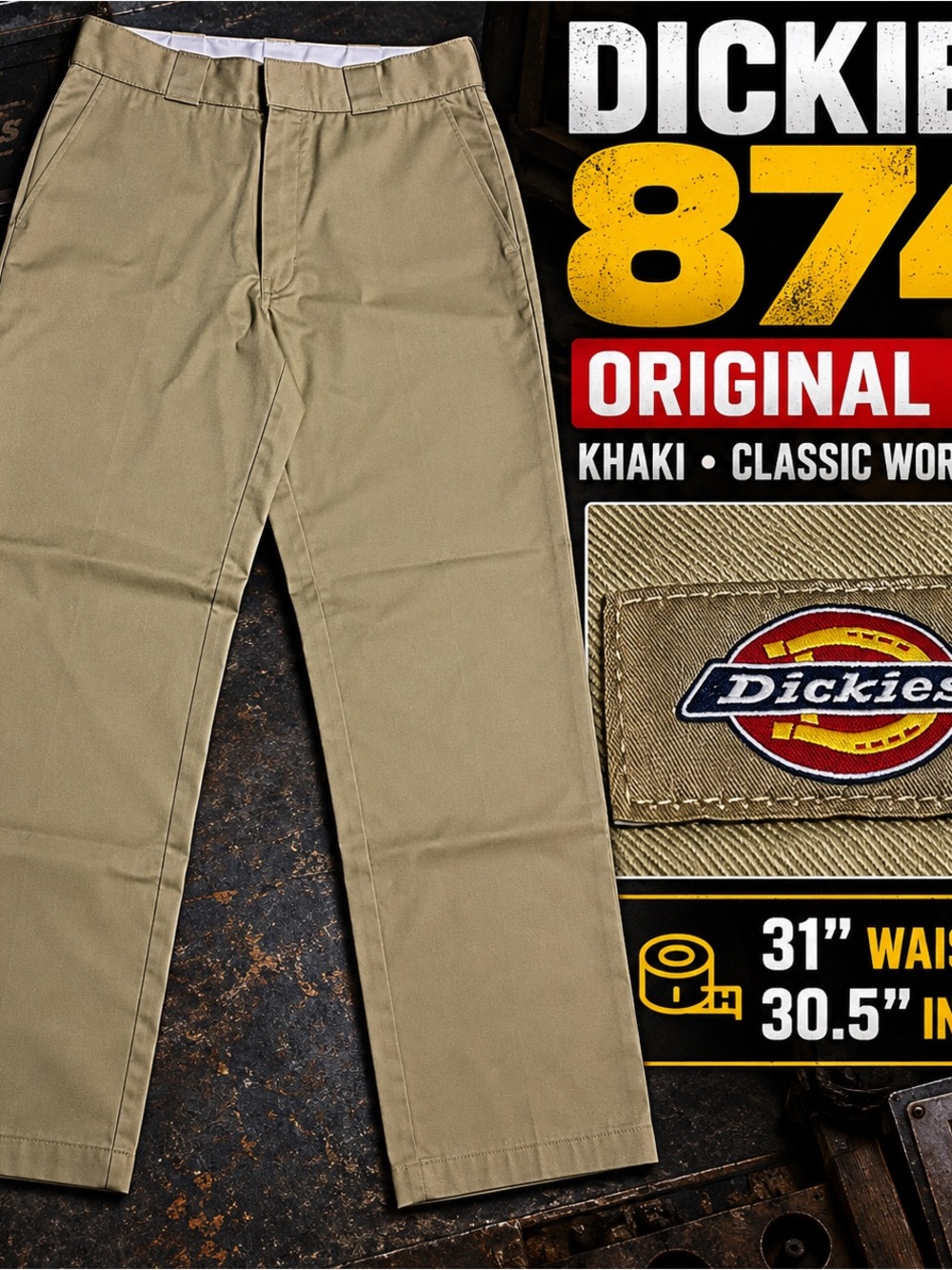 Dickies 874 Original Fit Work Pants Khaki Tan Mens 31x30 Classic Workwear